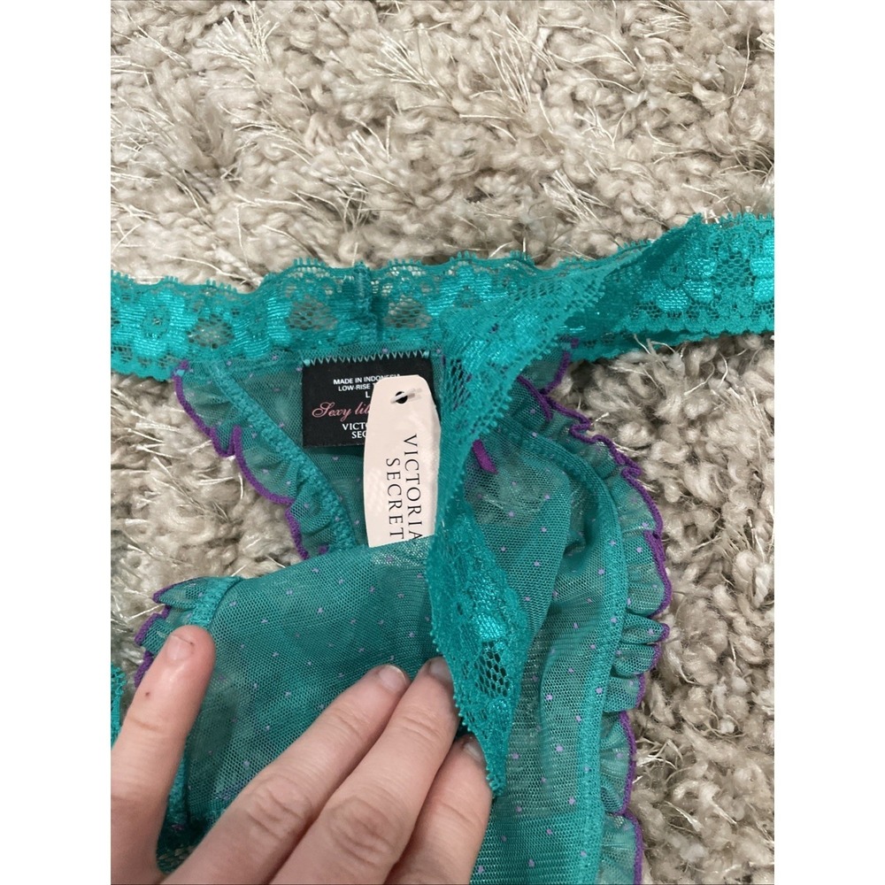 Vintage Y2K Victoria's Secret Low Rise Thong Pink Lace Sexy Little Thing L - Picture 2 of 3